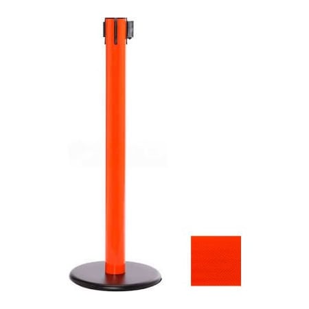 Queue Solutions SafetyPro 300 Retractable Belt Barrier, 40in Orange Post, 16' Neon Orange Belt SPRO300O-FOE